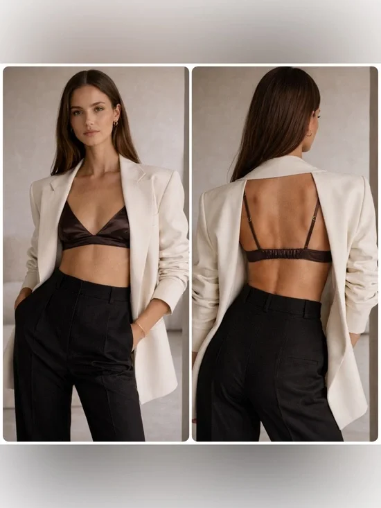 New! KHAITE Frida Satin Charmeuse Bra Top in Chocolate Brown 🤎 Small NWT! - Picture 3 of 16